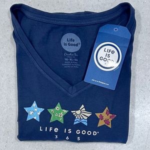 Life Is Good 365 ⭐️ vintage crusher V Neck tee shirt